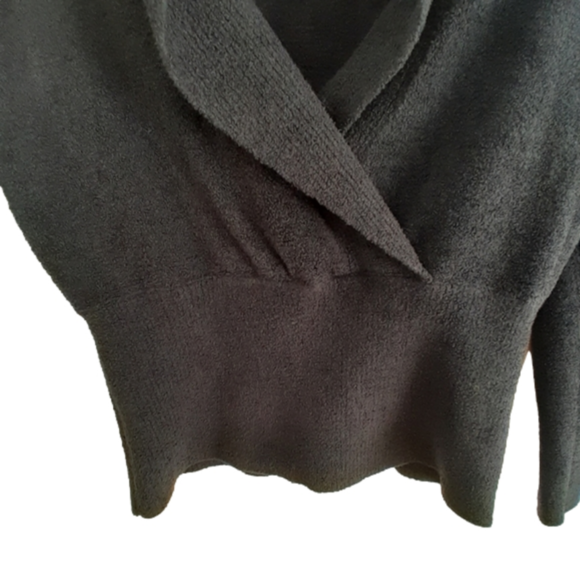 Paraphrase Petite Chenille BlK Knit Faux Wrap Pullover sweater - Picture 4 of 13